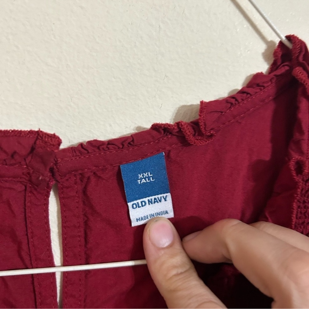 Old Navy women's size xxl tall maroon red colored blouse flutter sleeve - Picture 2 of 5